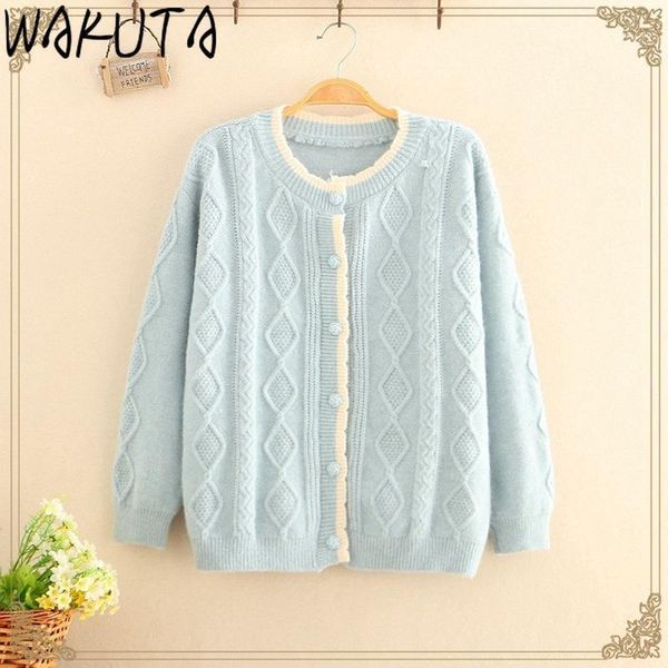 wakuta elegant flower buckle cardigan women japanese style sweet loose o-neck solid color chic long sleeve knitted sweater coat1, White
wakuta elegant flower buckle cardigan women japanese style sweet loose o-neck solid color chic long sleeve knitted sweater coat1, White