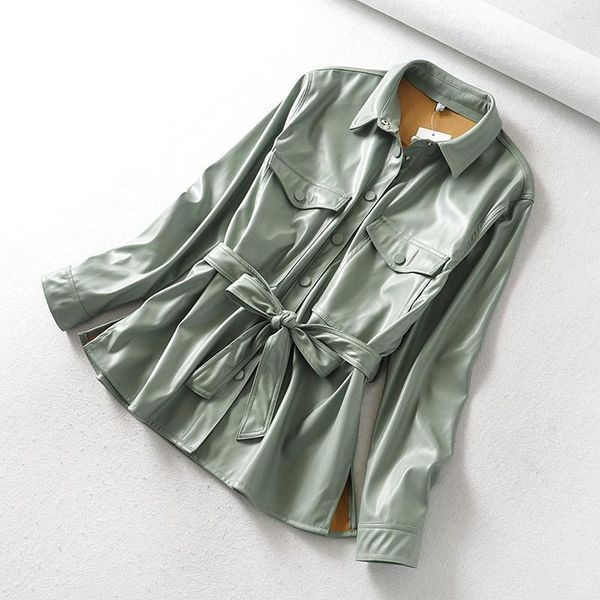 spring slim pu coats women fashion faux leather jackets women elegant tie belt waist pockets buttons coats ladies autumn jacket, Black;brown
spring slim pu coats women fashion faux leather jackets women elegant tie belt waist pockets buttons coats ladies autumn jacket, Black;brown