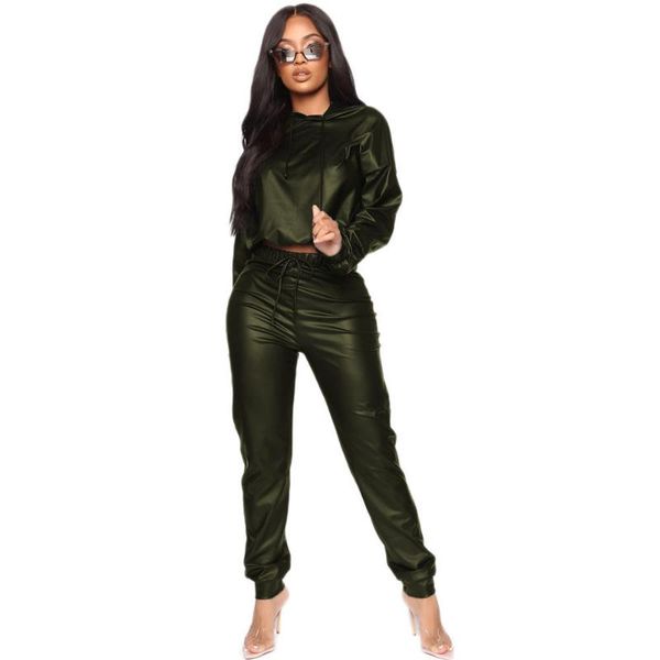 2021 women pu leather two piece set and pants streetwear hooded casual tracksuit matching sets spring autumn 2 piece outfits, Gray
2021 women pu leather two piece set and pants streetwear hooded casual tracksuit matching sets spring autumn 2 piece outfits, Gray