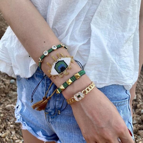 charm bracelets go2boho evil eye for women rhinestone bracelet femme mexican fashion 2021 jewelry friends gift jewellery accessories, Golden;silver
charm bracelets go2boho evil eye for women rhinestone bracelet femme mexican fashion 2021 jewelry friends gift jewellery accessories, Golden;silver
