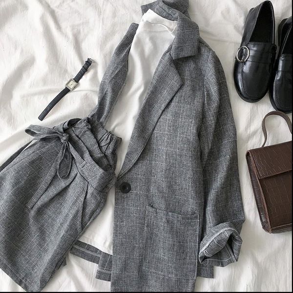 2021 spring summer women two piece set casual shorts plus size plaid female office suit set womens 2 piece set, Gray
2021 spring summer women two piece set casual shorts plus size plaid female office suit set womens 2 piece set, Gray