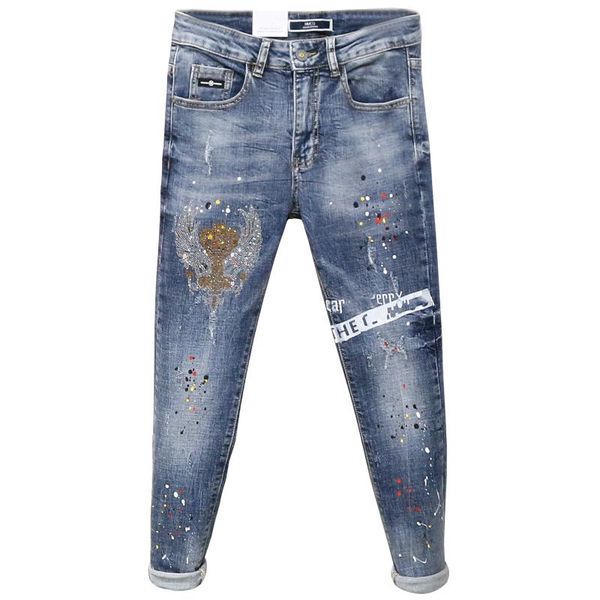 men's jeans k10308 fashion 2021 runway luxury european design party style clothing, Blue
men's jeans k10308 fashion 2021 runway luxury european design party style clothing, Blue