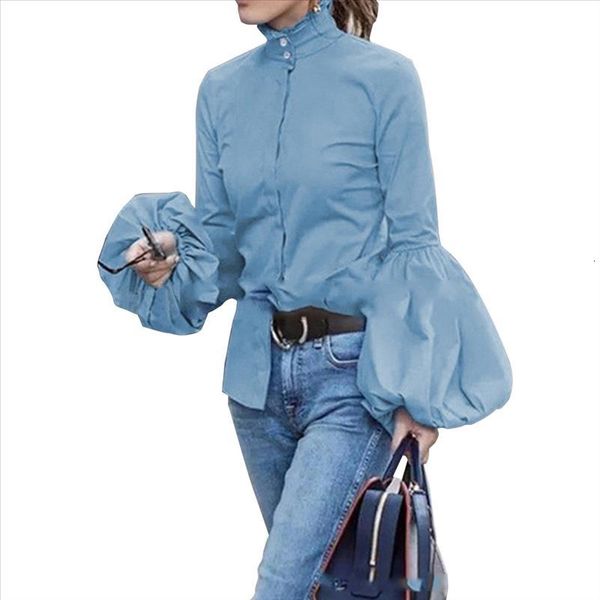womens blouse shirts autumn casual plus size long wide lantern sleeve button elegant slim office fashion, White
womens blouse shirts autumn casual plus size long wide lantern sleeve button elegant slim office fashion, White