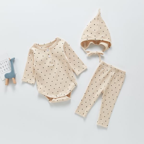 2021 new casual boy set spring newborn baby girl clothing outfits dot print bodysuit+pants+hat 3pcs infant clothes 6-24m vmqm, White
2021 new casual boy set spring newborn baby girl clothing outfits dot print bodysuit+pants+hat 3pcs infant clothes 6-24m vmqm, White