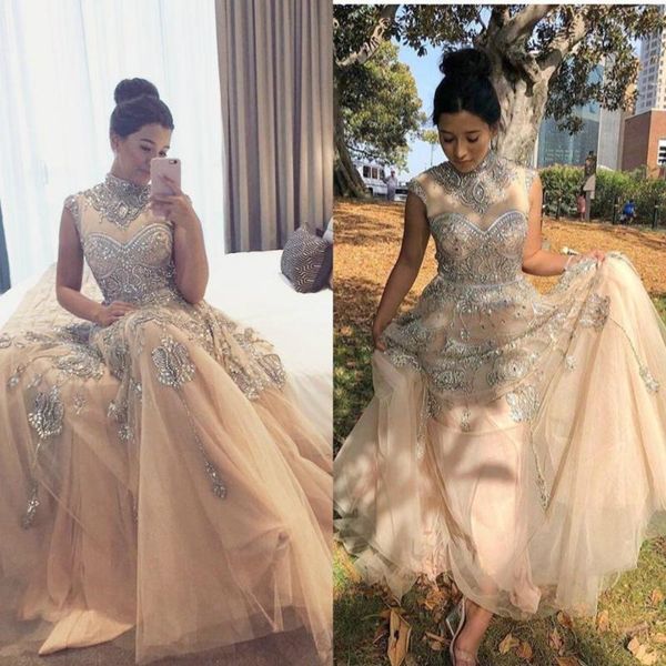 champagne beaded crystals 2020 prom dresses high neck a line evening dresses formal gowns vestidos de fiesta, White;black
champagne beaded crystals 2020 prom dresses high neck a line evening dresses formal gowns vestidos de fiesta, White;black