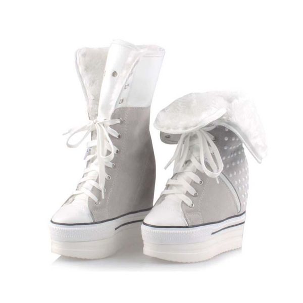 genuine leather women artificial fur snow boots high platform ladies wedges heels mid-calf boots suede rivets shoes, Black
genuine leather women artificial fur snow boots high platform ladies wedges heels mid-calf boots suede rivets shoes, Black