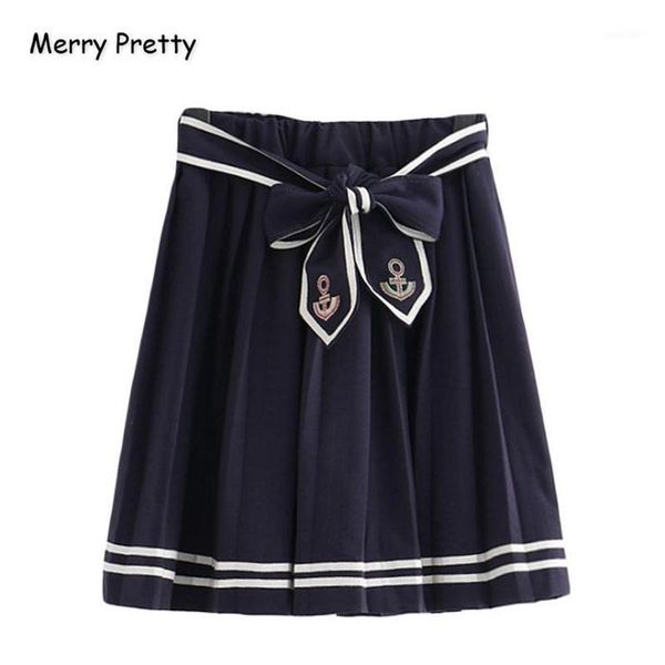 merry pretty women's cartoon embroidery navy blue pleated skirts 2020 elasticity waist lace up mini skirts sweet girl cute skir1, Black
merry pretty women's cartoon embroidery navy blue pleated skirts 2020 elasticity waist lace up mini skirts sweet girl cute skir1, Black