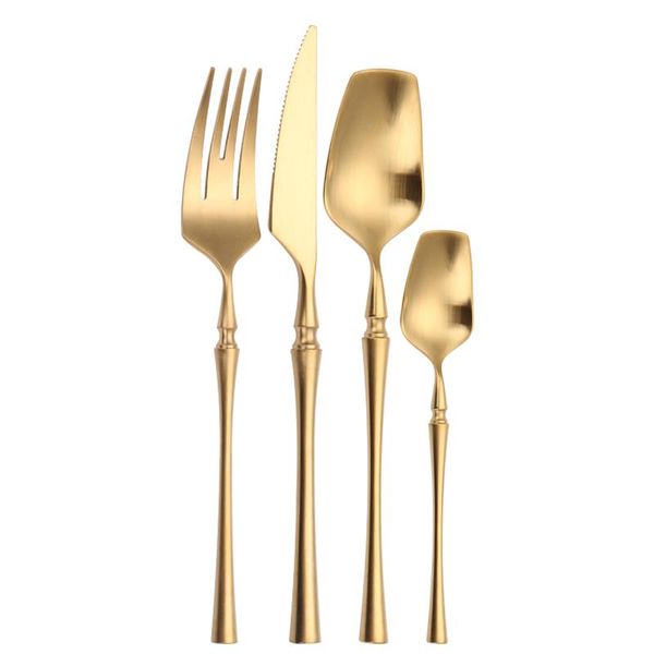 matte gold cutlery set 4 pieces spoons forks knives flatware cutlery sets 18/10 stainless steel set golden tableware
matte gold cutlery set 4 pieces spoons forks knives flatware cutlery sets 18/10 stainless steel set golden tableware