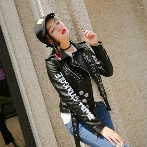 women's leather jacket 2020 street hipster spring pu leather motorcycle wear rivet women's jacket1, Black;brown
women's leather jacket 2020 street hipster spring pu leather motorcycle wear rivet women's jacket1, Black;brown