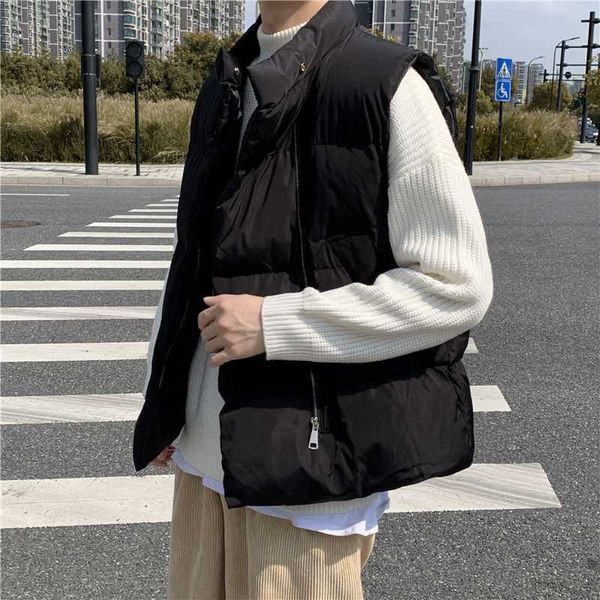 autumn and winter korean fashion casual vest student's handsome standing collar sleeveless thickened cantilevered jacket, Black;white
autumn and winter korean fashion casual vest student's handsome standing collar sleeveless thickened cantilevered jacket, Black;white