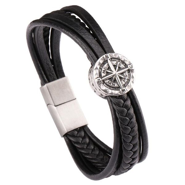 charm bracelets vanbula european and american retro simple hand-woven multi-layer leather stainless steel compass men's bracelet jewelr, Golden;silver
charm bracelets vanbula european and american retro simple hand-woven multi-layer leather stainless steel compass men's bracelet jewelr, Golden;silver