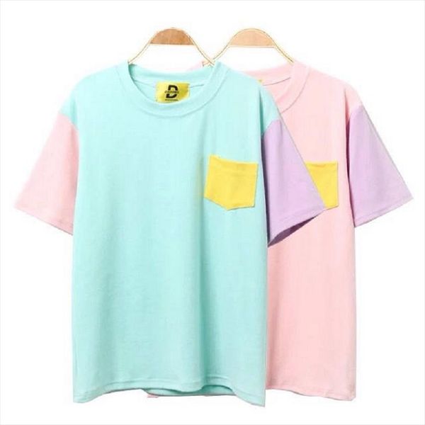2021 womens punk harajuku ulzzang school candy color patch loose pocket t shirt female korean kawaii cute tee and for women, White
2021 womens punk harajuku ulzzang school candy color patch loose pocket t shirt female korean kawaii cute tee and for women, White