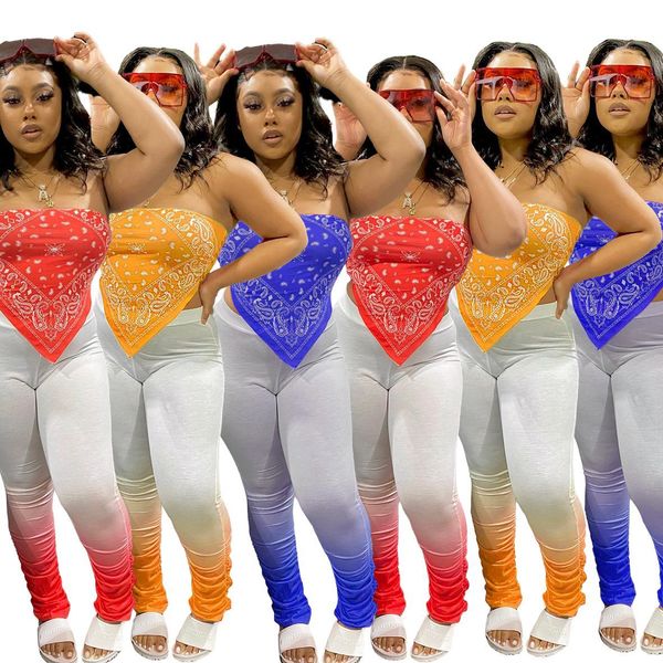 2022 summer gradient printing tracksuits women strapless chest wrap skinny pants 2 piece sets 5072, Gray
2022 summer gradient printing tracksuits women strapless chest wrap skinny pants 2 piece sets 5072, Gray