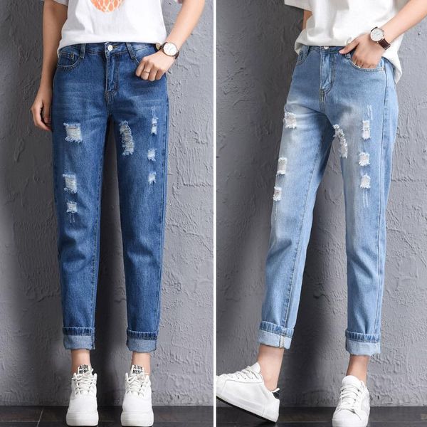 straight ripped pants women solid blue hole with pocket elastic high-waist loose ankle length casual plus size woman jeans
straight ripped pants women solid blue hole with pocket elastic high-waist loose ankle length casual plus size woman jeans