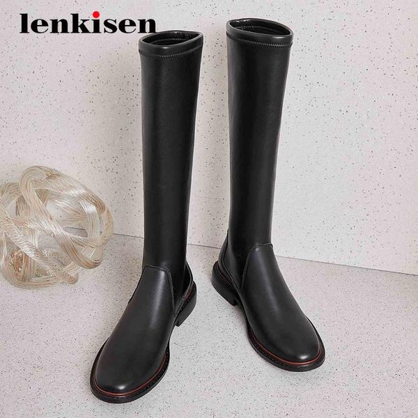lenkisen riding boots stretch natural leather fashion handmade round toe thick low heel slip on pretty girls knee-high boots l82, Black
lenkisen riding boots stretch natural leather fashion handmade round toe thick low heel slip on pretty girls knee-high boots l82, Black