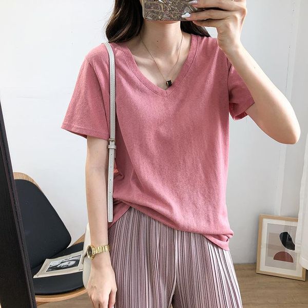 summer new style bamboo joint cotton linen v-neck short sleeve t-shirt female korean-style versatile loose slimming solid color, White
summer new style bamboo joint cotton linen v-neck short sleeve t-shirt female korean-style versatile loose slimming solid color, White