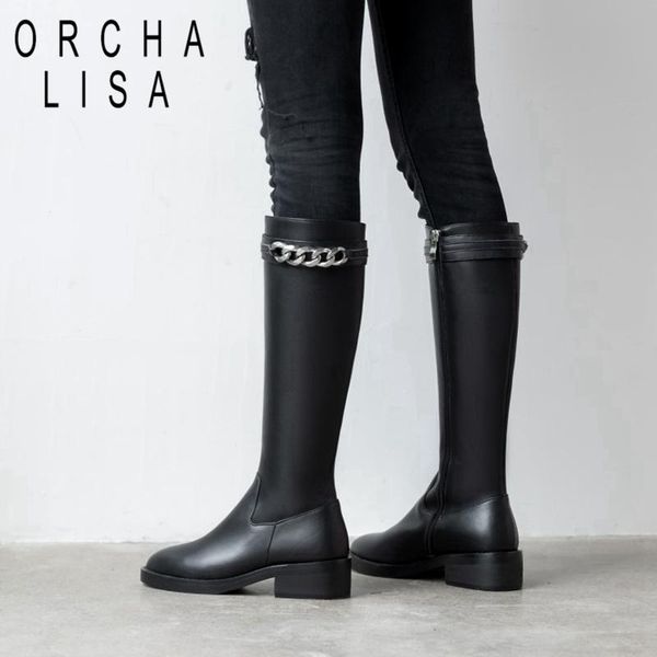 boots orchalisa winter knee-high round toe square heel genuine leather zip metal chain big size 34-42 black party club c2022
boots orchalisa winter knee-high round toe square heel genuine leather zip metal chain big size 34-42 black party club c2022