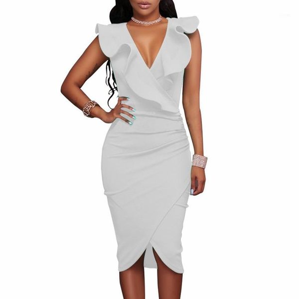 summer women crossed front design short vintage dresses straight slim zip side ruffle dress v-neck solid hip midi vestidos1, Black;gray
summer women crossed front design short vintage dresses straight slim zip side ruffle dress v-neck solid hip midi vestidos1, Black;gray