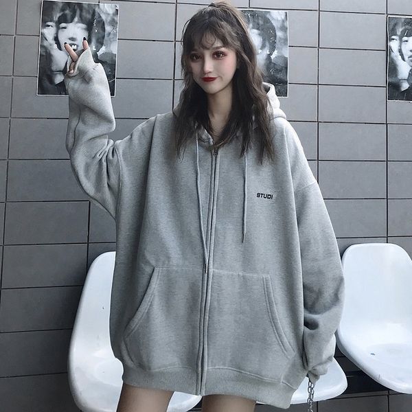2020 autumn and winter new loose sports hooded sweater korean style coat sweater zipper stylish long sleeve zipper coat for women i2kxc i2kx, Black
2020 autumn and winter new loose sports hooded sweater korean style coat sweater zipper stylish long sleeve zipper coat for women i2kxc i2kx, Black