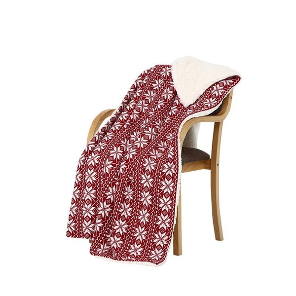 new warm and soft snowflake design with sherpa backing blanket knitted throw 
new warm and soft snowflake design with sherpa backing blanket knitted throw