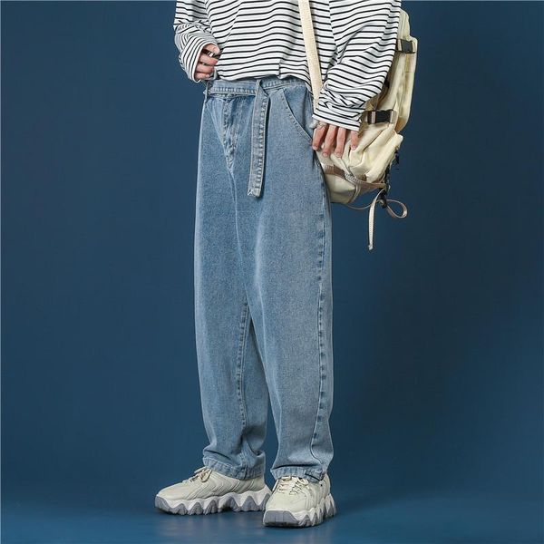 ins tide brand washed denim trousers male korean version of the trend of students loose wild straight wide-leg casual pants, Blue
ins tide brand washed denim trousers male korean version of the trend of students loose wild straight wide-leg casual pants, Blue