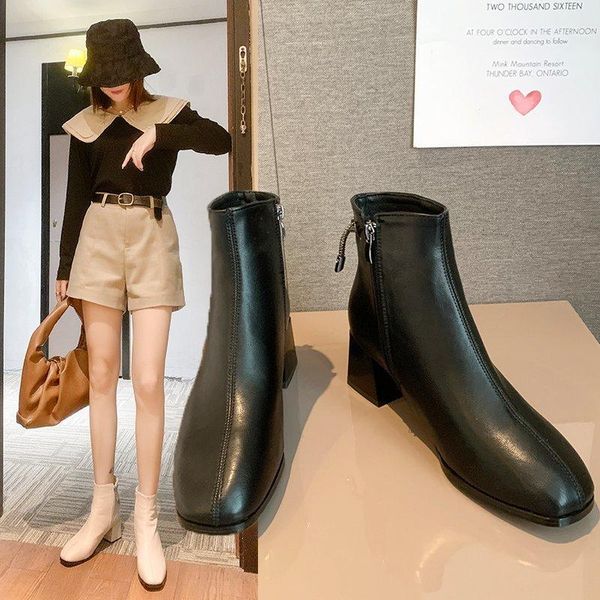 women's leather boots booties woman 2020 low heel shoes winter footwear round toe boots-women rock mid calf high heel, Black
women's leather boots booties woman 2020 low heel shoes winter footwear round toe boots-women rock mid calf high heel, Black