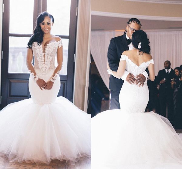 new elegant mermaid wedding dresses off shoulder long sleeve sweep train appliques illusion bodice garden chapel country bridal gowns custom, White
new elegant mermaid wedding dresses off shoulder long sleeve sweep train appliques illusion bodice garden chapel country bridal gowns custom, White