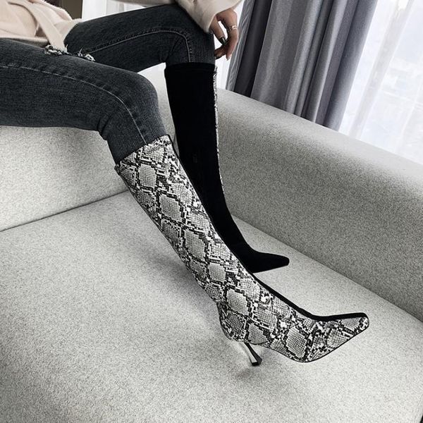 snake leather black suede patchwork winter boots women pointed toe side zipper zapatos de mujer high heels botas shoes1
snake leather black suede patchwork winter boots women pointed toe side zipper zapatos de mujer high heels botas shoes1