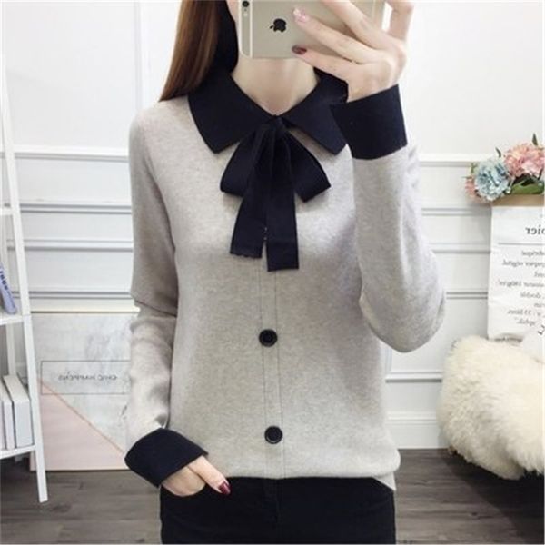 new popular butterfly collar sweater women's sweet bow lace up pullover long-sleeved button bottoming sweater pullover y200910, White;black
new popular butterfly collar sweater women's sweet bow lace up pullover long-sleeved button bottoming sweater pullover y200910, White;black