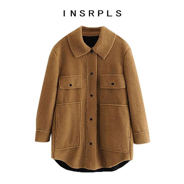women's fur & faux insrpls women fashion oversized double-faced teddy coat vintage long sleeve pocket female outerwear chic overcoat, Black
women's fur & faux insrpls women fashion oversized double-faced teddy coat vintage long sleeve pocket female outerwear chic overcoat, Black