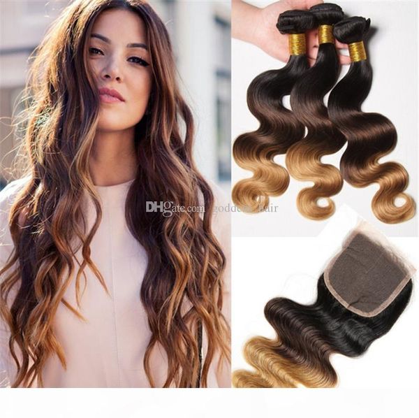 9a peruvian body wave #1b #4 #27 ombre human hair 3 bundles with three tone honey bloned lace closure 4x4 4pcs lot, Black
9a peruvian body wave #1b #4 #27 ombre human hair 3 bundles with three tone honey bloned lace closure 4x4 4pcs lot, Black