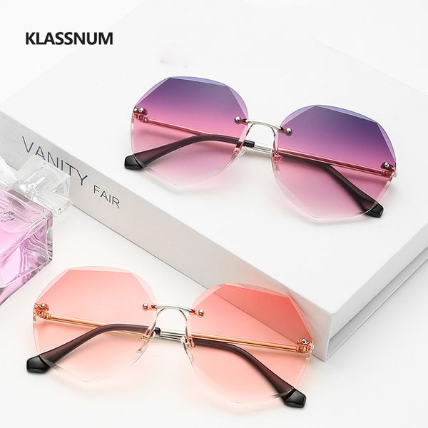 klassnum fashion sunglasses women brand designer rimless gradient sun glasses shades cutting lens ladies frameless metal uv400
klassnum fashion sunglasses women brand designer rimless gradient sun glasses shades cutting lens ladies frameless metal uv400