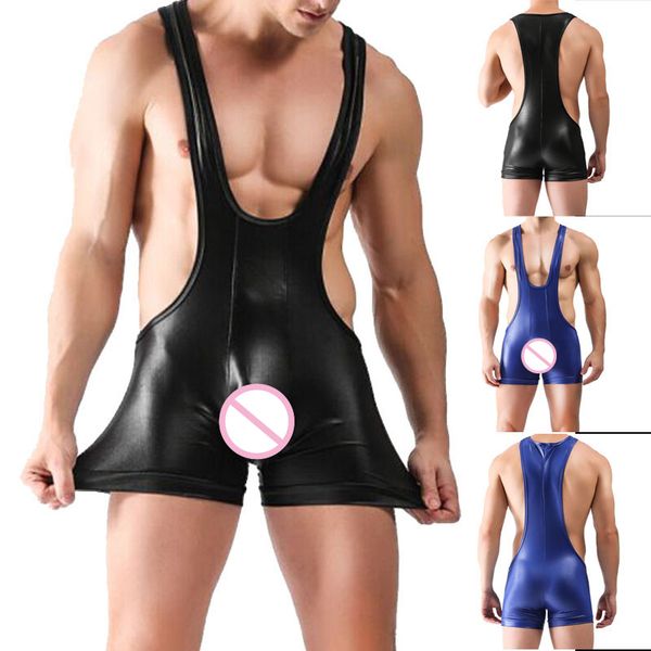 3Pieces/Lot Mens Wrestling Singlet Imitation Leather Sexy Bodysuit Jumpsuit Men Undershirts Lingerie Underwear Workout Clothes, Black
3Pieces/Lot Mens Wrestling Singlet Imitation Leather Sexy Bodysuit Jumpsuit Men Undershirts Lingerie Underwear Workout Clothes, Black