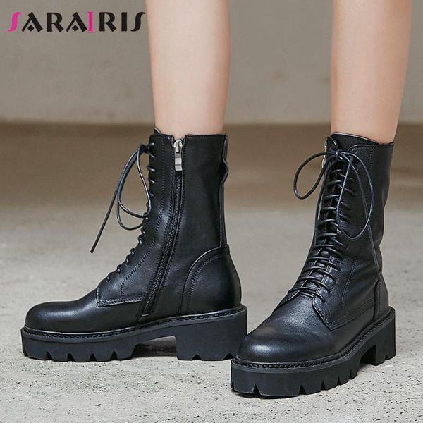 boots sarairis design high-quality genuine leather chunky heels shoelaces cow skin work ankle booties women shoes, Black
boots sarairis design high-quality genuine leather chunky heels shoelaces cow skin work ankle booties women shoes, Black
