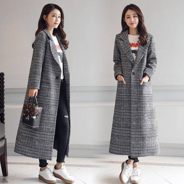 spring autumn women's slim long woolen womens plaid plus size female jacket winter coat women, Black
spring autumn women's slim long woolen womens plaid plus size female jacket winter coat women, Black