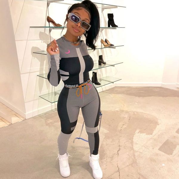 women fitness two pieces set female tracksuits long sleeve crop letters print elastic skinny leggings sportswear slim outfit y201128, Gray
women fitness two pieces set female tracksuits long sleeve crop letters print elastic skinny leggings sportswear slim outfit y201128, Gray