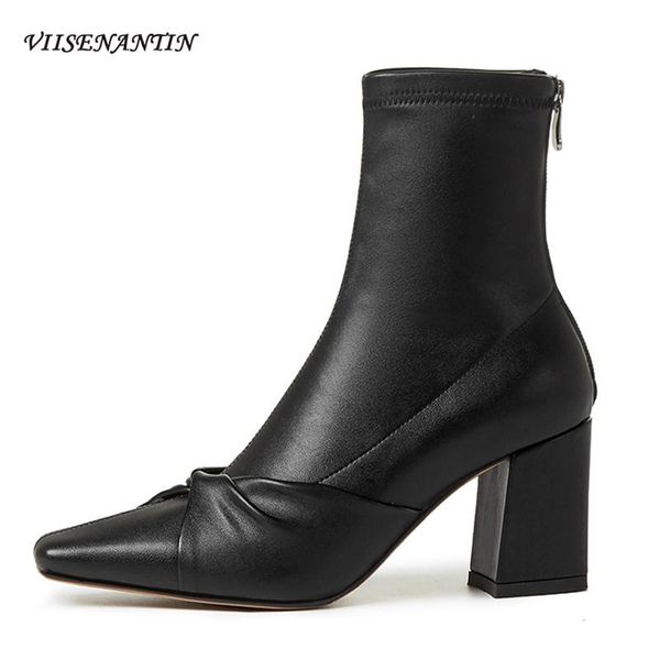 niche white high-heel shoes square toe butterflyknot elastic short boots female leather crocodile pattern personality thin boots, Black
niche white high-heel shoes square toe butterflyknot elastic short boots female leather crocodile pattern personality thin boots, Black
