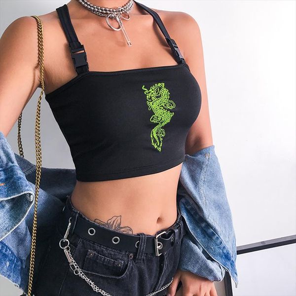 3colors chinese dragon print streetwear women cami embroidery buckle criss cross summer 2020 short tank, White
3colors chinese dragon print streetwear women cami embroidery buckle criss cross summer 2020 short tank, White