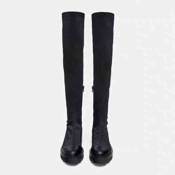 fabric round elastic toe slim stretch lycra flat boots hand-made winter women long sock knee-high, Black
fabric round elastic toe slim stretch lycra flat boots hand-made winter women long sock knee-high, Black