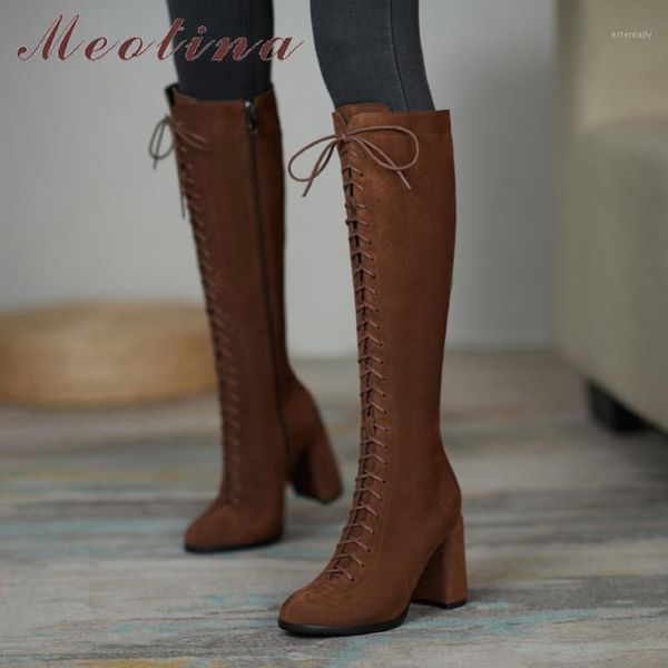 boots meotina high heel woman genuine leather knee zipper block shoes lace up female long autumn winter 401, Black
boots meotina high heel woman genuine leather knee zipper block shoes lace up female long autumn winter 401, Black