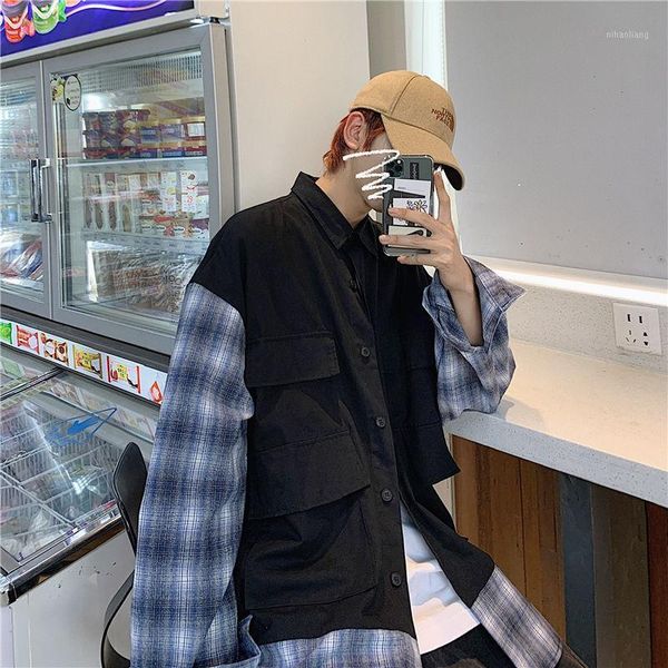 men's casual shirts 2021 spring and autumn youth couple lattice stitching long-sleeved shirt fashion jacket green/blue1, White;black
men's casual shirts 2021 spring and autumn youth couple lattice stitching long-sleeved shirt fashion jacket green/blue1, White;black