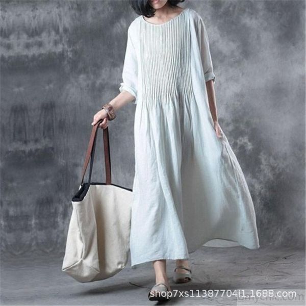 2020 summer cotton linen new women's dress net red cotton linen wrinkled round neck long dress for women vk1t5, Black;gray
2020 summer cotton linen new women's dress net red cotton linen wrinkled round neck long dress for women vk1t5, Black;gray