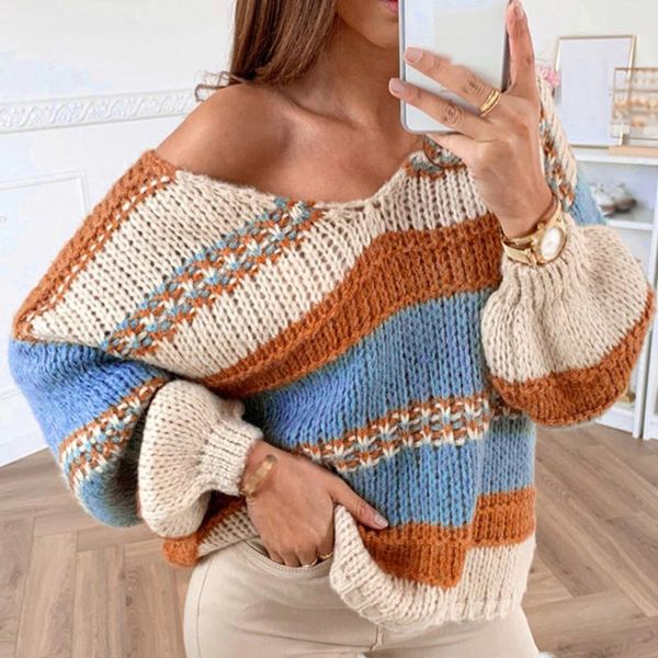 loose knitted sweater women jumpers long sleeve woman pullovers sweaters 2021 autumn winter color block striped sweater #t1g, White;black
loose knitted sweater women jumpers long sleeve woman pullovers sweaters 2021 autumn winter color block striped sweater #t1g, White;black