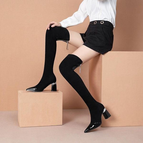 2020 autumn and winter new thick heel over the knee boots women's long boots pointed high heel women's, Black
2020 autumn and winter new thick heel over the knee boots women's long boots pointed high heel women's, Black