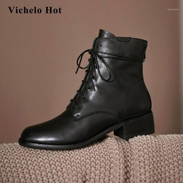 boots vichelo short genuine leather vintage handmade round toe thick med heel back zip cross-tied leisure ankle l6f11, Black
boots vichelo short genuine leather vintage handmade round toe thick med heel back zip cross-tied leisure ankle l6f11, Black