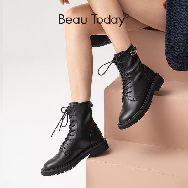 beautoday ankle boots women genuine cow leather lace-up back zip button decoration round toe winter ladies shoes handmade 04037, Black
beautoday ankle boots women genuine cow leather lace-up back zip button decoration round toe winter ladies shoes handmade 04037, Black
