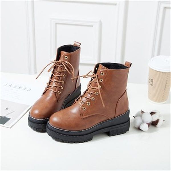 boots women round toe ankle flock 6 cm high heel lace up softable black leather lady shoes solid outdoor girl's 35-39
boots women round toe ankle flock 6 cm high heel lace up softable black leather lady shoes solid outdoor girl's 35-39
