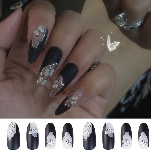 24pcs black butterfly false nails wearable fake nails full cover detachable artificial nail tips manicure tool with press glue, Red;gold
24pcs black butterfly false nails wearable fake nails full cover detachable artificial nail tips manicure tool with press glue, Red;gold