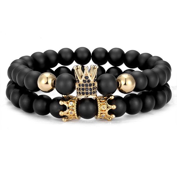 america europe selling crown charm 8mm black beads bracelet jewelry 2pcs/set, Golden;silver
america europe selling crown charm 8mm black beads bracelet jewelry 2pcs/set, Golden;silver