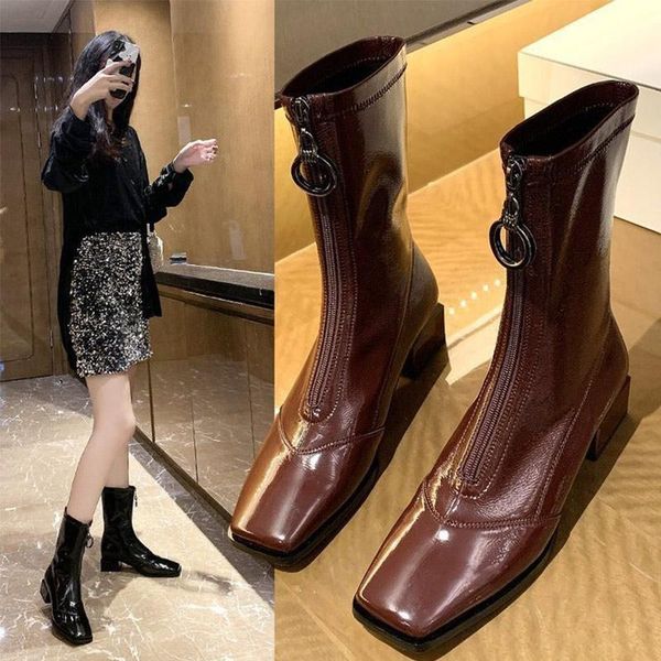 women square toe boots female solid zipper shoes ladies pu leather ankle footwears new fashion style commute soft comfortable, Black
women square toe boots female solid zipper shoes ladies pu leather ankle footwears new fashion style commute soft comfortable, Black